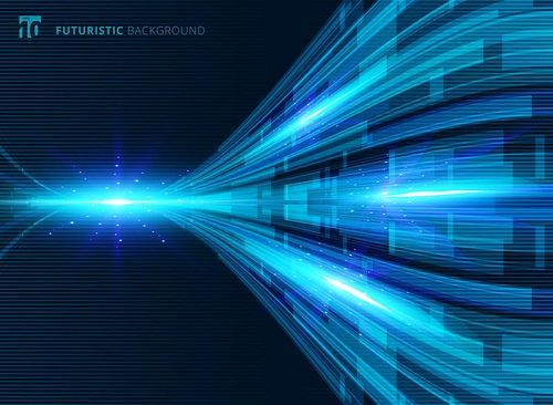 Abstract blue virtual technology concept futuristic digital perspective background with space for your text. Vector illustration