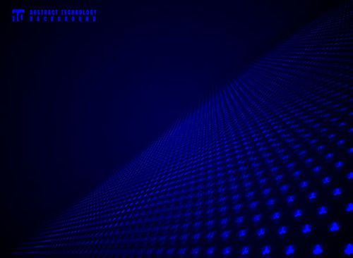 Abstract technology futuristic data visualization particle dynamic blue dots pattern on darkness background and texture with copy space. Vector illustration