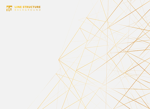 Abstract overlap gold lines structure on white background. Vector illustration