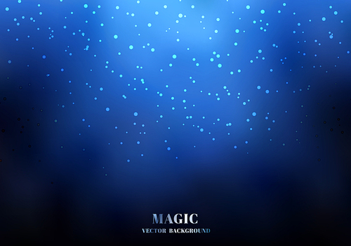 Magic night blue sky background with sparkling glitter. Wedding card template. Vector illustration