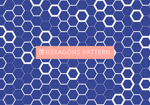 Abstract white hexagonal pattern on blue background. Honeycomb design. Chemistry hexagons modern stylish texture. Vector illustration