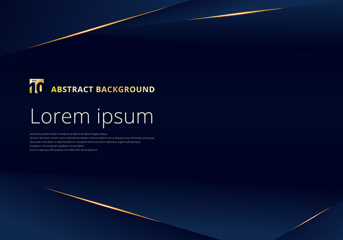 Abstract template dark blue luxury premium background with luxury triangles pattern and gold lighting lines. Vector illustration