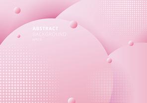 Abstract 3D liquid fluid circles pink pastels color beautiful background with halftone texture. Vector illustration
