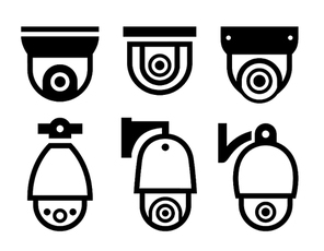 Security camera symbols, new black set icons