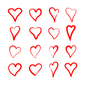Icons set of hand draw style heart. Vector illustration