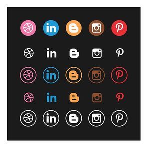 Social media icon set on black background vector