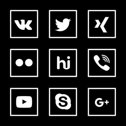 Social media icon set with dark background vector