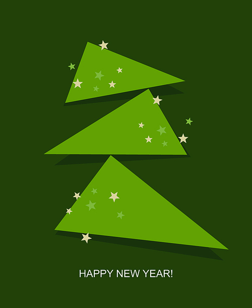 Creative Christmas tree formed from curled corner paper. Vector Illustration.