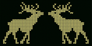Two knitted deers. Vector illustration