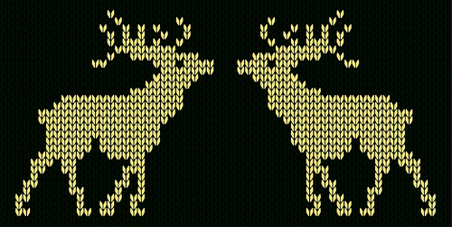Two knitted deers. Vector illustration