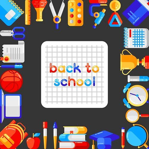 Back to school background with education icons. Illustration in trendy flat style.