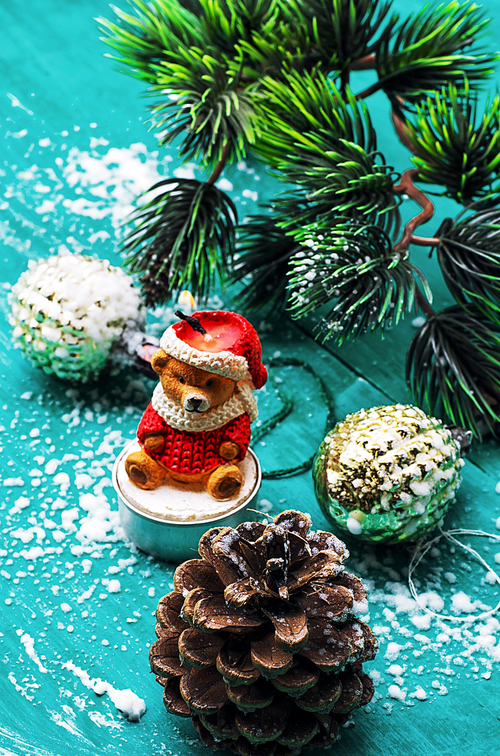 Christmas decorations for the winter holidays. Ornaments trinkets