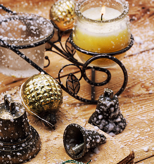 Christmas decorations for the winter holidays. Ornaments trinkets