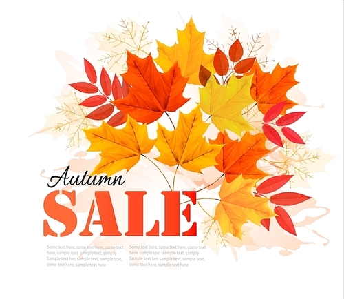 autumn s banner with colorful leaves. vector.