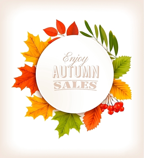 autumn s banner with colorful leaves. vector.