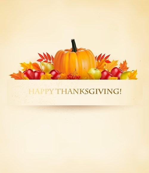 Retro Happy Thanksgiving Background. Vector.