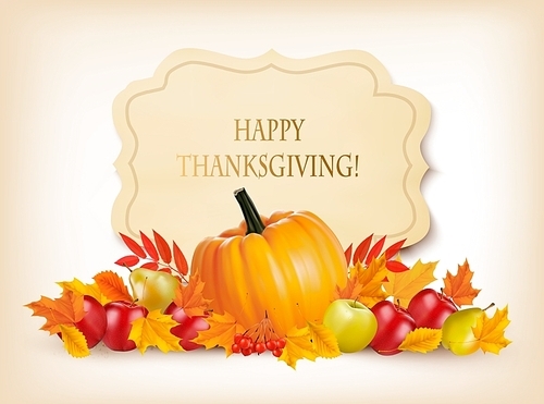 Retro Happy Thanksgiving Background. Vector.