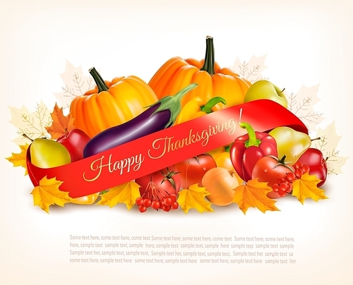 happy thanksgiving banner with autumn s. vector.