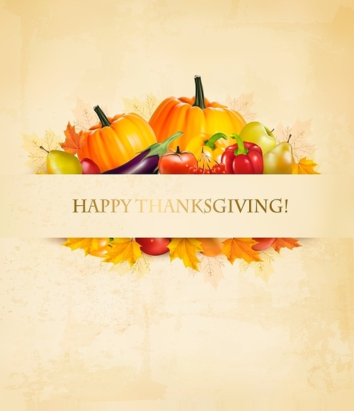 Retro Happy Thanksgiving Background. Vector.