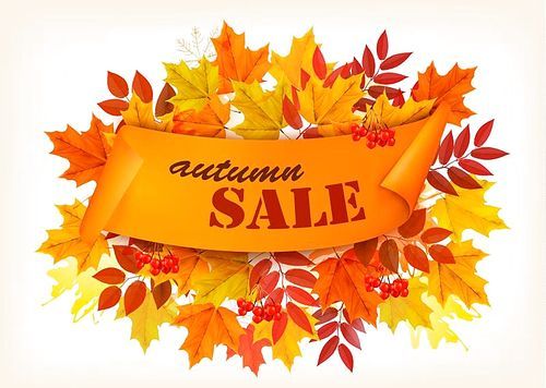 Autumn Sale Banner With Colorful Leaves. Vector