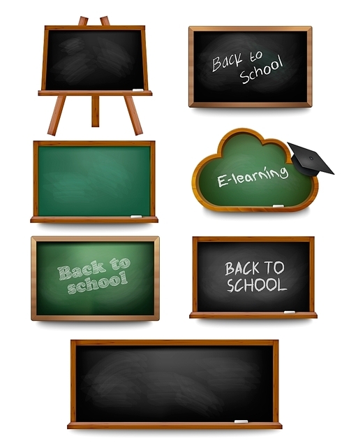 Set of school board blackboards. Back to school. Vector illustration