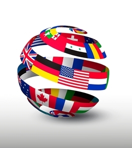 Globe made of a strip of flags. Vector.