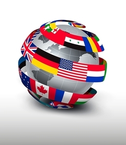 Globe made of a strip of flags. Vector.