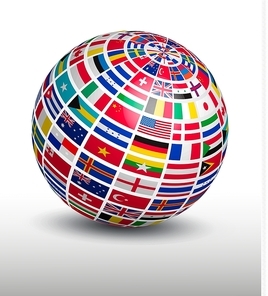 Globe made out of world flags. Vector.