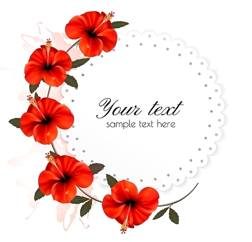 Holiday background with red beautiful flowers. Vector.