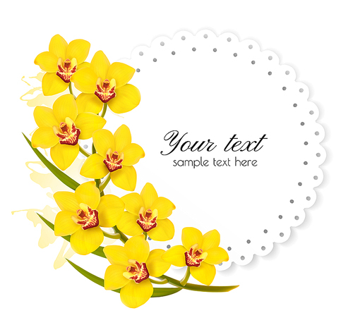 Beautiful gift card with yellow flowers. Vector