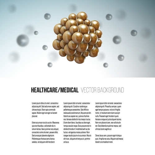 Medical scientific cell. Abstract graphic design of molecule structure, vector background for brochure, flyer or banner.