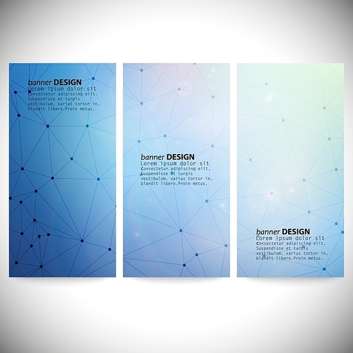 Set of vertical banners. Abstract blue background vector illustration.