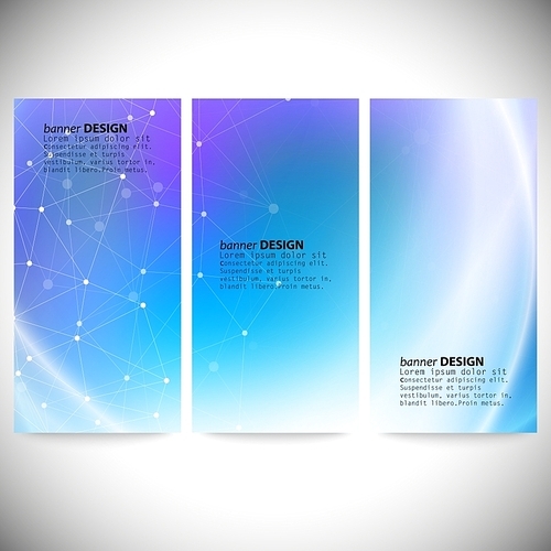 Set of vertical banners. Abstract blue background vector illustration.