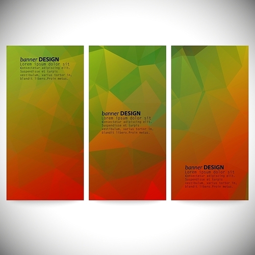Set of vertical banners. Abstract background, triangle design vector illustration.