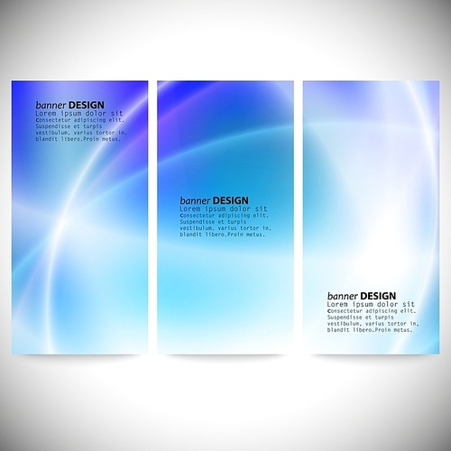 Set of vertical banners. Abstract background, blue texture vector.