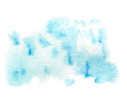 Blue abstract watercolor paint texture on a white background. Hand drawn vector illustration