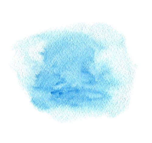 Blue abstract watercolor paint texture on a white background. Hand drawn vector illustration