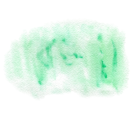 Green abstract watercolor paint texture on a white background. Hand drawn vector illustration