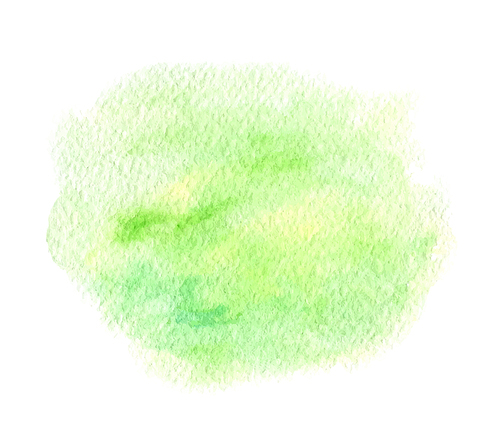 Green and yellow abstract watercolor paint texture on a white background. Hand drawn vector illustration