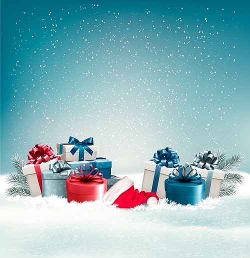 Winter background with presents. Vector.