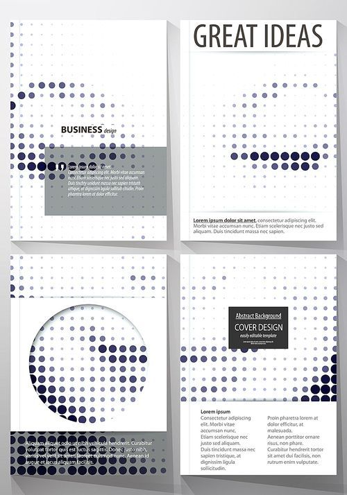 Business templates for brochure, magazine, flyer, booklet or annual report. Cover design template, easy editable vector, abstract flat layout in A4 size. Halftone dotted background, retro style grungy pattern, vintage texture. Halftone effect with black dots on white.