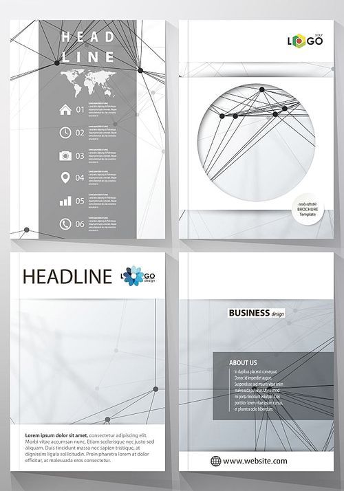 Business templates for brochure, magazine, flyer, booklet or annual report. Cover design template, easy editable vector, abstract flat layout in A4 size. Genetic and chemical compounds. Atom, DNA and neurons. Medicine, chemistry, science or technology concept. Geometric background.