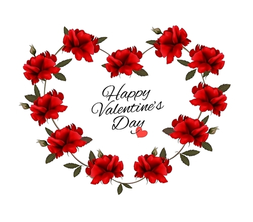 Valentine's Day background with a bouquet of red roses. Vector.