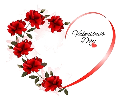 Valentine's Day background with a bouquet of red roses. Vector.