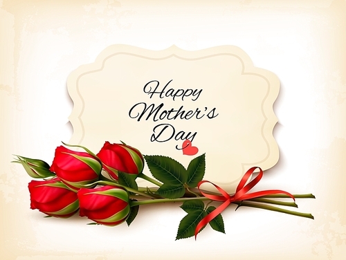 Bouquet of red roses. Mother's Day background. Vector.