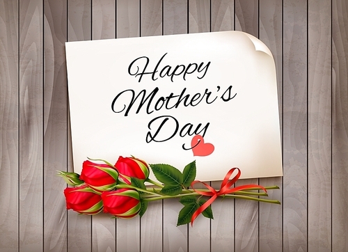 Mother's Day background with red roses. Vector.