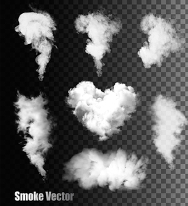 Set Of Transparent Different Smoke Vectors.