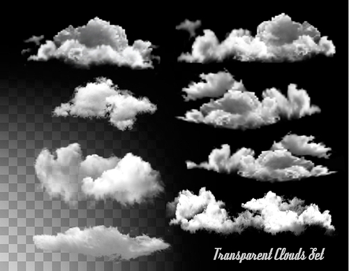 Set of transparent clouds. Vector.