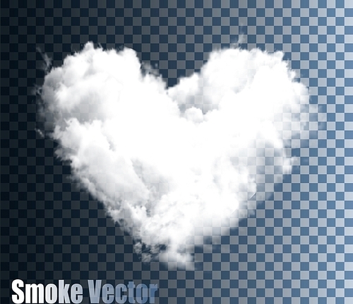 Realistic Transparent Vector Cloud Heart.