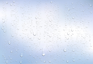 Realistic water droplets on the transparent window. Vector